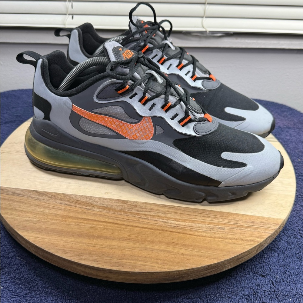 Nike Air Max React 270 React Black Gray Orange Sn… - image 1